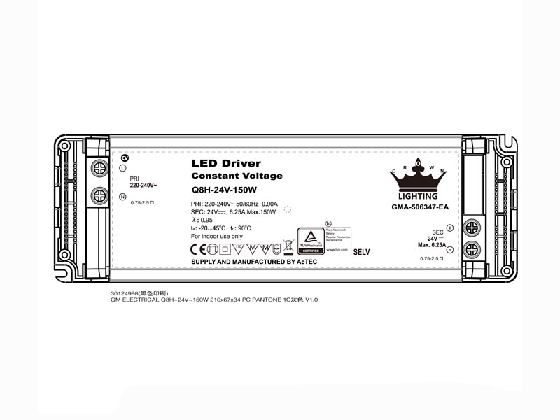 LED DRIVER CONSTANT VOLTAGE Q8H-24V-150W
