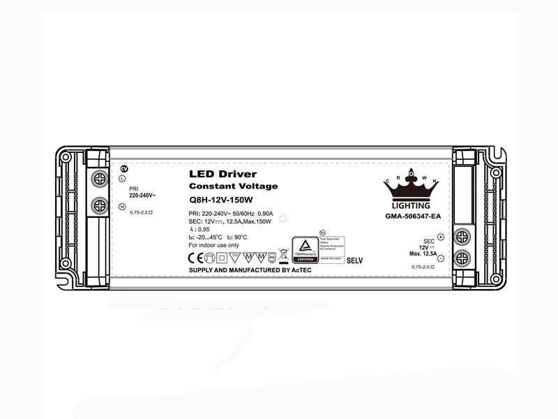 LED DRIVER CONSTANT VOLTAGE Q8H-12V-150W