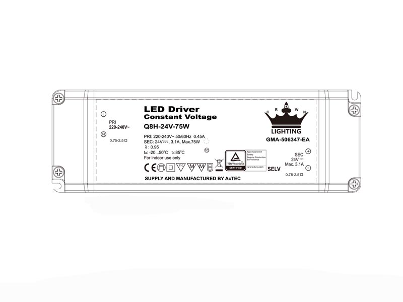 LED DRIVER CONSTANT VOLTAGE Q8H-24V-75W
